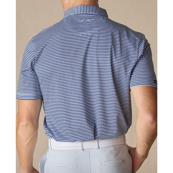 Straight Down Del Mar Stripe Performance Polo Shirt Blue Moisture Wicking L ⛳ - Picture 3 of 9